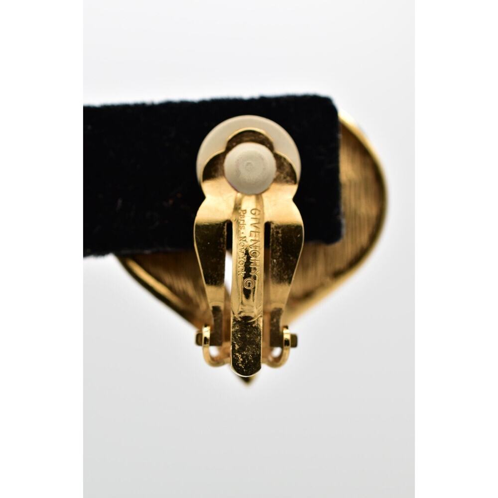 Givenchy Vintage Crystal Heart Clip On Earrings Gold Chunky Signed 1980s BinAZ - Picture 9 of 12